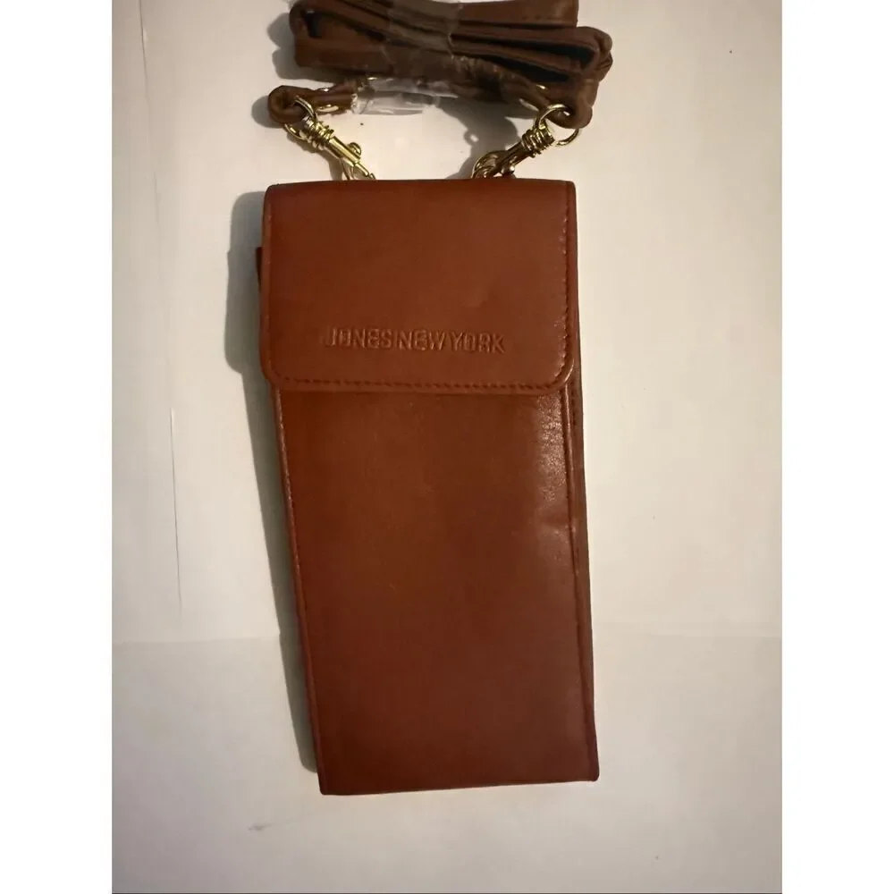 Jones New York Women's Leather Travel Purse Crossbody Wallet Bag Brown NWOT